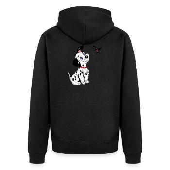 Un mignon dalmatien et papillon - Veste à capuche bio Premium Unisexe - noir - Dos - Nico (187cm)