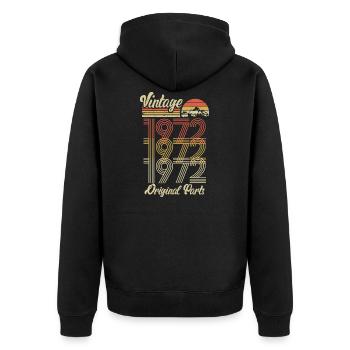 50. Geburtstag 1972 Vintage Jahrgang 50 Jahre - Unisex Premium Bio Zip Hoodie - Schwarz - Hinten - Nico (187cm)