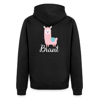 Braut Lama JGA Junggesellin Geschenk - Unisex Premium Bio Zip Hoodie - Schwarz - Hinten - Nico (187cm)