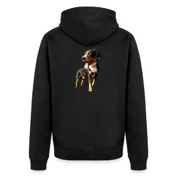 Der süße Hund - Unisex Premium Bio Zip Hoodie - Schwarz - Hinten - Nico (187cm)
