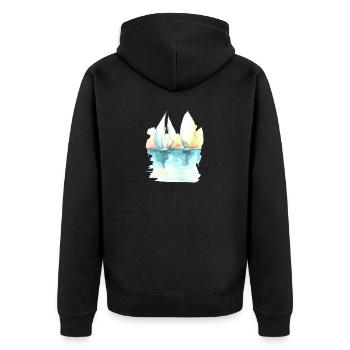 Two sailing boats - Unisex Premium Bio Zip Hoodie - Schwarz - Hinten - Nico (187cm)