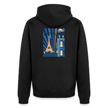 Accro à Paris la nuit - Veste à capuche bio Premium Unisexe - noir - Dos - Nico (187cm)