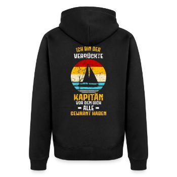 Segeln Segelboot Boot Kapitän Segelschiff Meer See - Unisex Premium Bio Zip Hoodie - Schwarz - Hinten - Nico (187cm)