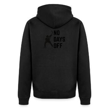 Eishockey : Keine freien Tage. - Unisex Premium Bio Zip Hoodie - Schwarz - Hinten - Nico (187cm)