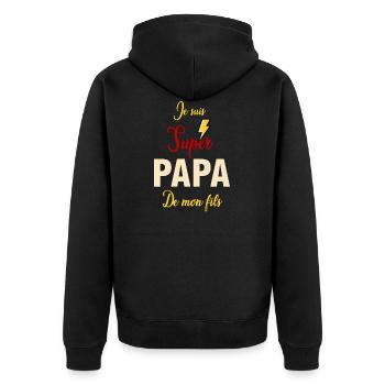 Je suis super papa de mon fils - Veste à capuche bio Premium Unisexe - noir - Dos - Nico (187cm)