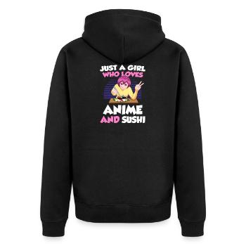 Juste Une Fille Qui aime Les Animes Et Sushi - Veste à capuche bio Premium Unisexe - noir - Dos - Nico (187cm)