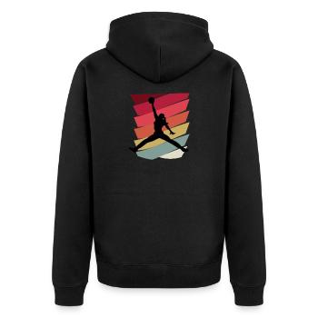 Basketball Girl Geschenkidee - Unisex Premium Bio Zip Hoodie - Schwarz - Hinten - Nico (187cm)