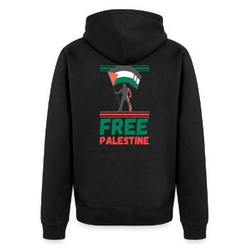 Free Palestine Palestine Peace Freedom - Unisex Premium Organic Zip Hoodie - black - Back - Nico (187cm)