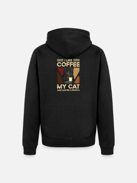 I like coffee my cats and maybe 3 people - Veste à capuche bio Premium Unisexe - noir