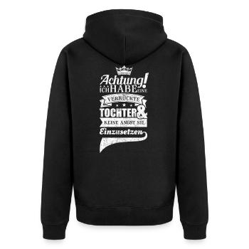 Mama Tochter lustiges Sprüche Geschenk - Unisex Premium Bio Zip Hoodie - Schwarz - Hinten - Nico (187cm)