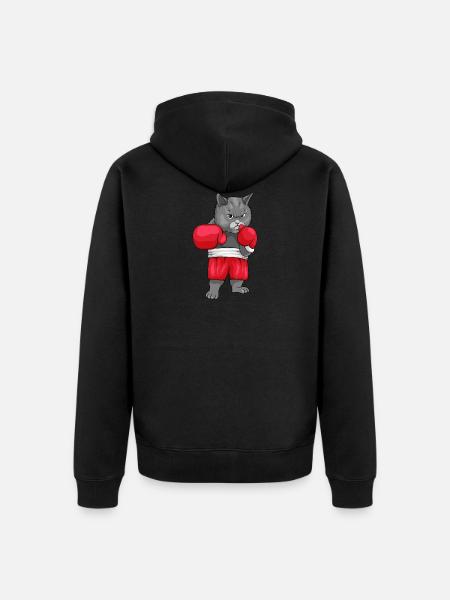 Boxing Cat Boxkatze - Unisex Premium Organic Zip Hoodie - black
