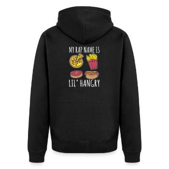 Mein Rap-Name ist Lil' Hangry - Unisex Premium Bio Zip Hoodie - Schwarz - Hinten - Nico (187cm)