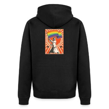 Gay Trans Queer Pride Rainbow Flag Equality LGBT - Veste à capuche bio Premium Unisexe - noir - Dos - Nico (187cm)