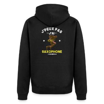 je peux pas j'ai saxophone - Veste à capuche bio Premium Unisexe - noir - Dos - Nico (187cm)