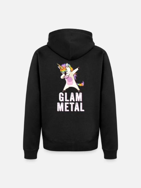 Glam Metal Dabbing Unicorn - Dabbing Unicorn Metal - Unisex Premium Organic Zip Hoodie - black