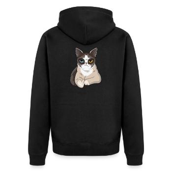Non, Nö, Nope - Chat paresseux avec majeur - Veste à capuche bio Premium Unisexe - noir - Dos - Nico (187cm)