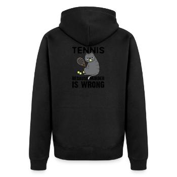 Tennis Because Murder Is Wrong Chat - Veste à capuche bio Premium Unisexe - noir - Dos - Nico (187cm)