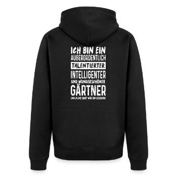 Gärtner Florist Garten Lustiger Landschaftsgärtner - Unisex Premium Bio Zip Hoodie - Schwarz - Hinten - Nico (187cm)