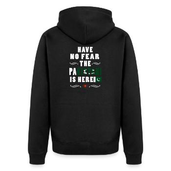 HABEN SIE KEINE ANGST, DASS DER PAKISTANI HIER IST - Unisex Premium Bio Zip Hoodie - Schwarz - Hinten - Nico (187cm)