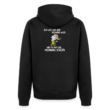 ach wie gut dass niemand weiß - Unisex Premium Bio Zip Hoodie - Schwarz - Hinten - Nico (187cm)