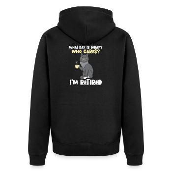 What Day Is Today Who Care I'm Retired Kaff - Unisex Premium Organic Zip Hoodie - black - Back - Nico (187cm)