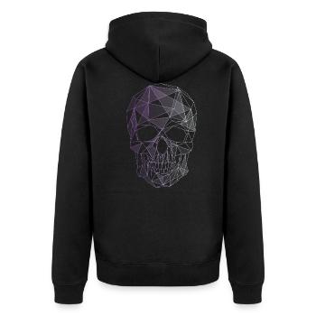 crâne violet gothique esthétique vague low poly - Veste à capuche bio Premium Unisexe - noir - Dos - Nico (187cm)