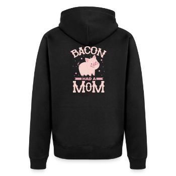 bacon pig Design for a funny joke lover and animal - Unisex Premium Organic Zip Hoodie - black - Back - Nico (187cm)