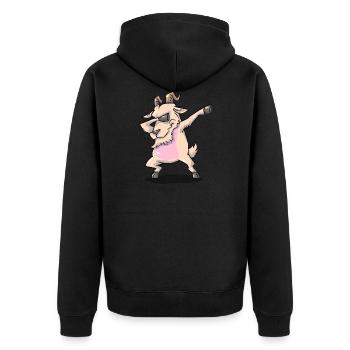 Dabbing Goat Ziege Ziegen - Unisex Premium Bio Zip Hoodie - Schwarz - Hinten - Nico (187cm)