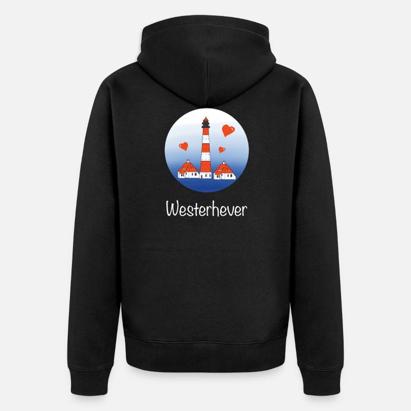 Leuchtturm Westerhever Liebe - Unisex Premium Bio Zip Hoodie - Schwarz