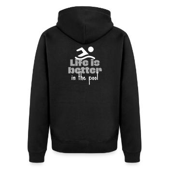 Swimming: Life is better in the pool - Unisex Premium Organic Zip Hoodie - black - Back - Nico (187cm)