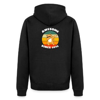 Fantastic since 2015 Retro Dab Cat Birthday - Unisex Premium Organic Zip Hoodie - black - Back - Nico (187cm)