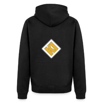 Künstliche Intelligenz - KI hat Vorfahrt - Unisex Premium Bio Zip Hoodie - Schwarz - Hinten - Nico (187cm)
