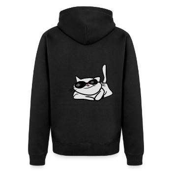 cool cat animal pet summer - Unisex Premium Organic Zip Hoodie - black - Back - Nico (187cm)