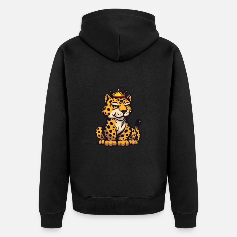 Couronne de bande dessinée léopard - Veste à capuche bio Premium Unisexe - noir