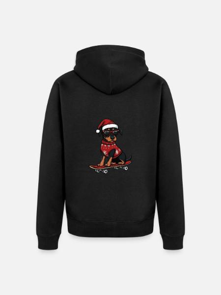 Doberman Dog Christmas Funny - Unisex Premium Organic Zip Hoodie - black