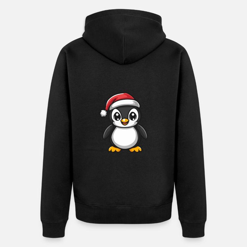 Pingouin Noël Mignon - Veste à capuche bio Premium Unisexe - noir