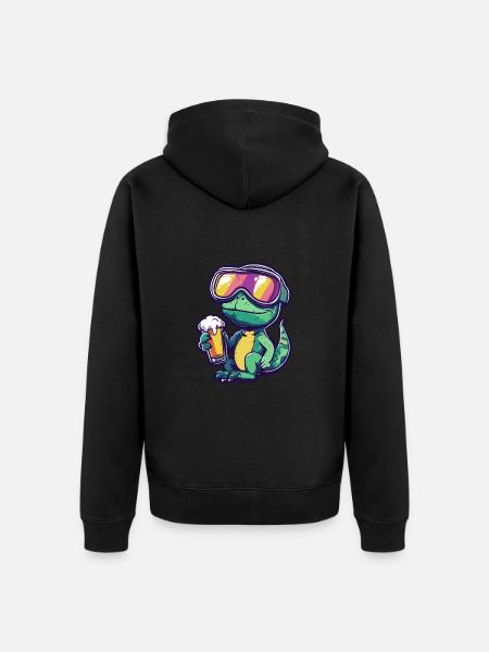 Chameleon Ski Bier - Unisex Premium Bio Zip Hoodie - Schwarz