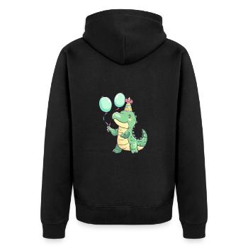 Alligator Birthday Baby - Unisex Premium Organic Zip Hoodie - black - Back - Nico (187cm)
