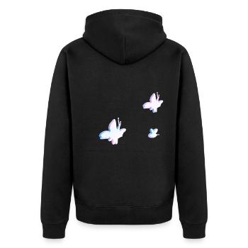 symboles rose trois animaux d’abeilles papillons - Veste à capuche bio Premium Unisexe - noir - Dos - Nico (187cm)