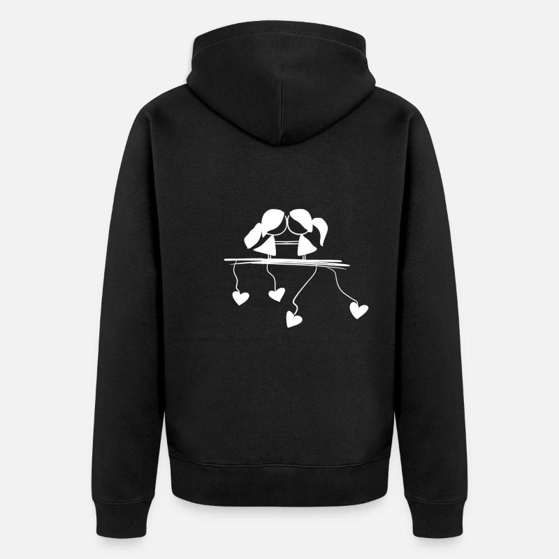 symbole d’amour de couple lesbien - Veste à capuche bio Premium Unisexe - noir