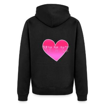 herz schleifen rosa symbol liebe - Unisex Premium Bio Zip Hoodie - Schwarz - Hinten - Nico (187cm)