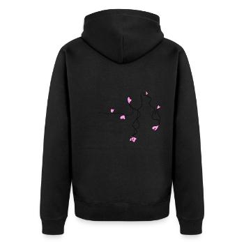 linie welle herzen herz rosa schleifen - Unisex Premium Bio Zip Hoodie - Schwarz - Hinten - Nico (187cm)