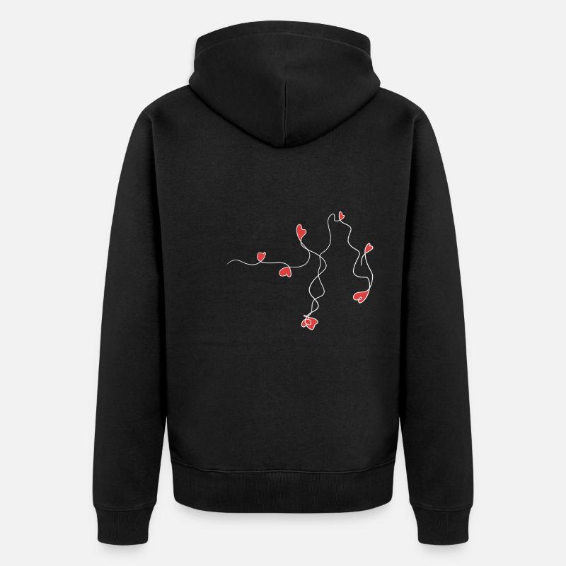ligne wave coeur coeur boucles blanches - Veste à capuche bio Premium Unisexe - noir