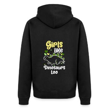 T-Rex Saurier Archäologie - Unisex Premium Bio Zip Hoodie - Schwarz - Hinten - Nico (187cm)