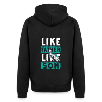 Motocross Cross Zweirad Vater - Unisex Premium Bio Zip Hoodie - Schwarz - Hinten - Nico (187cm)