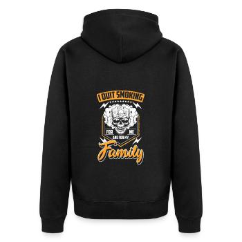 Zigarette Disziplin - Unisex Premium Bio Zip Hoodie - Schwarz - Hinten - Nico (187cm)