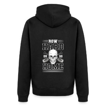 Boot Ruder Skullen Steuermann - Unisex Premium Bio Zip Hoodie - Schwarz - Hinten - Nico (187cm)