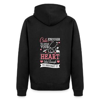 Arzt Notfall Wunde - Unisex Premium Bio Zip Hoodie - Schwarz - Hinten - Nico (187cm)
