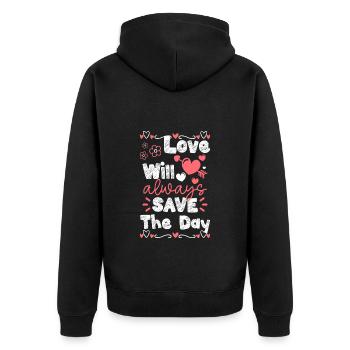 Romantisch Freundin Verliebt Partner - Unisex Premium Bio Zip Hoodie - Schwarz - Hinten - Nico (187cm)