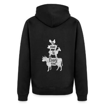 Animal Welfare Vegan Animal Shelter - Unisex Premium Organic Zip Hoodie - black - Back - Nico (187cm)